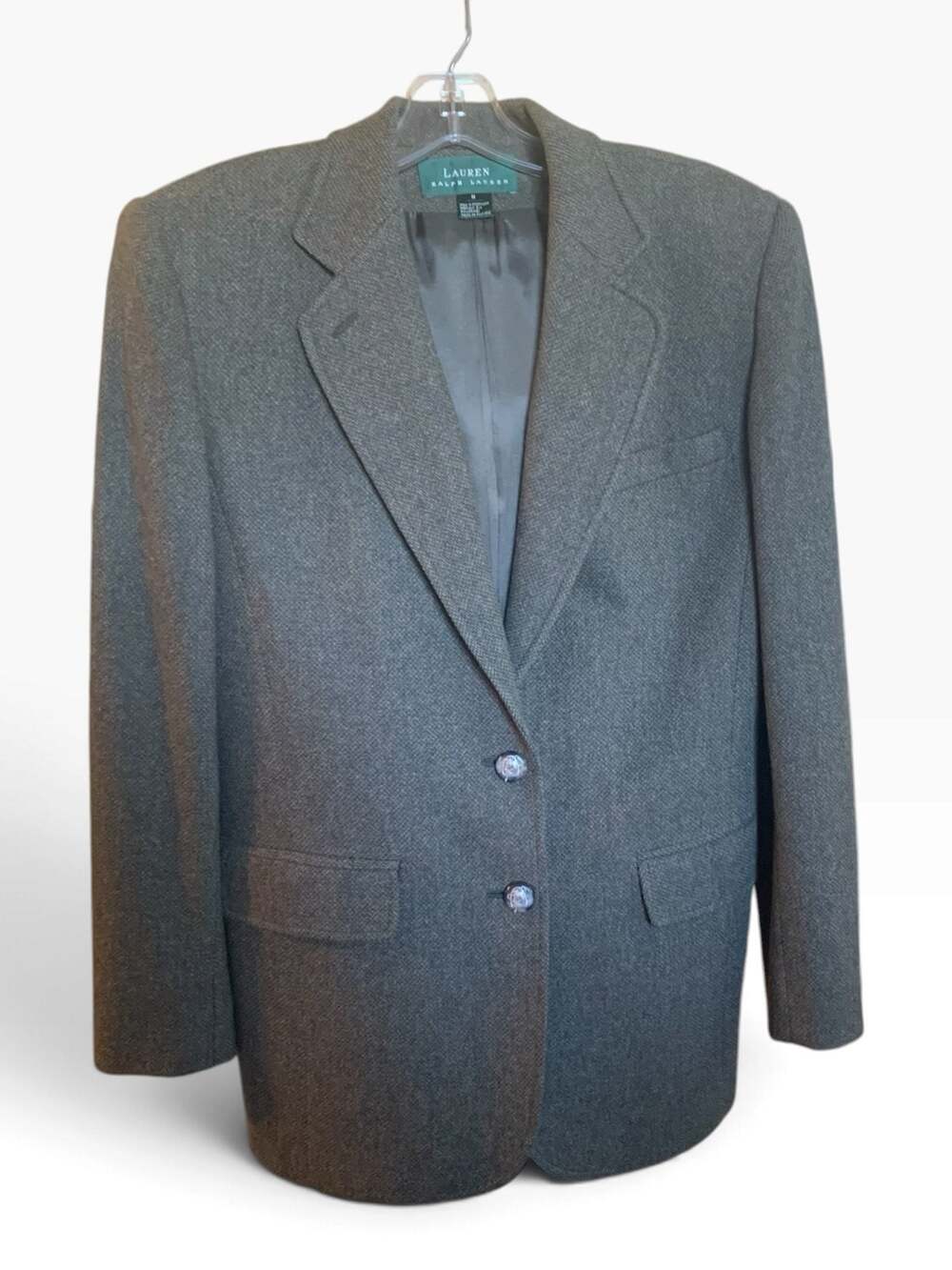 VTG Lauren Ralph Lauren Sage Green Lambswool Tweed Blazer Riding Jacket Sz 8